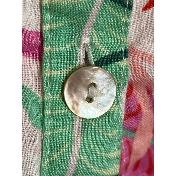 Cynthia Rowley Tropical Linen Tank Top Pink M Floral Preppy Chic Feminine Artsy - Picture 6 of 9